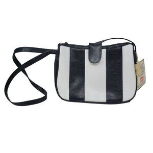 NEW Vintage Gitano Jeans Crossbody Purse Bag 90s Y2K Black White Stripe zip